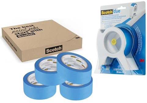 ScotchBlue Kit Applicateur de Ruban de Masquage avec 5 Rouleaux au Total (36mm) – Adhésif Multi-Surfaces avec Poignée Ergonomique pour Travaux de Peinture et Décoration, Intérieur et Extérieur