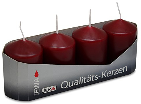 Ebersbacher Kerzen 12er Pack Stumpenkerzen Burgund, ca. 40 x 60 mm (12 x 4 Stück) Kerze Kaminkerze Laternenkerze Dekoration