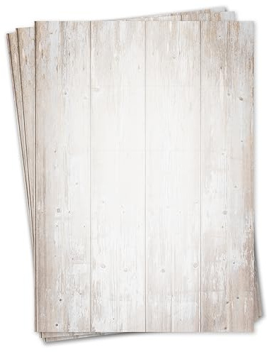 Briefpapier Set Holz Motiv I 50 Blatt 90 g/m² DIN A4 I stilvolles Schreibpapier vielseitig verwendbar braun beige natur I Geburtstag Urkunde Speisekarte I dv522