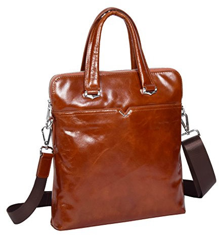 House of Luggage Echtes Leder Flugtasche Aktenkoffer Organisator Kreuzkörper Tablet Kasten HLG031 Hellbraun