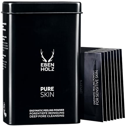 EBENHOLZ skincare PURE SKIN Enzympeeling Pulver Gesichtspeeling, 8 x 4,5 g | Porentief klärend, Löst abgestorbene Hautzellen, Verfeinert das Hautbild, Reduziert Glanz