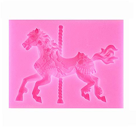 Silikonform 3D Karussell Pferd Schokoladenform Eiswürfelform Antihaft Fondant Form zum Dekorieren von Kuchen, Schokolade, Süßigkeiten, Gelee, Backen Küche usw.