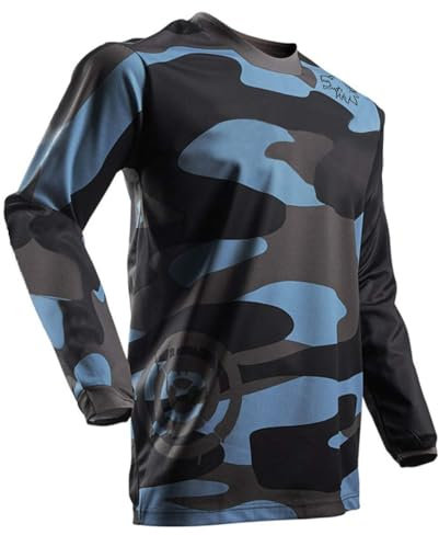 Herren Mountainbike MTB Top Langarm Atmungsaktiv Bequem Weich Feuchtigkeitstransport Radtrikot,Camouflage,L