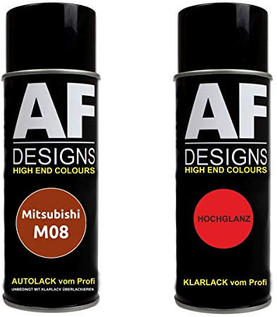 Autolack Spraydose Set für Mitsubishi M08 Orange Metallic Basislack Klarlack Sprühdose 400ml