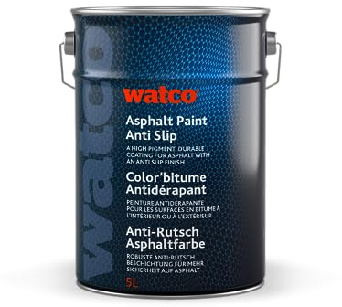 Watco Asphalt Paint Anti Slip - 5L - External anti slip paint for public walkways, playgrounds, tennis courts, private driveways (Black)