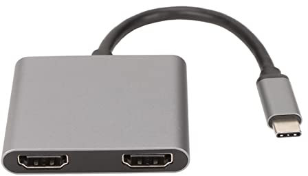 Asixxsix Adaptateur USB C vers Double HDMI, Adaptateur Double Moniteur 4K 60 Hz Adaptateur USB C avec 2 Stations d'accueil HDMI Hub USB C Portable en Aluminium Répartiteur HDMI écran étendu