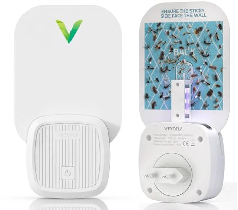 Fly Catcher Indoor, Fly Trap Indoor, (1 Device + 3 Refills) Fruit Fly Traps for Indoors, Gnat Traps for House Indoor, Bug Killer, Fly Trap, Safer Plug in Light Flying Insect Trap