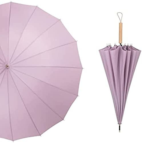 Winddichter Regenschirm, Windabweisend, Große Golfschirme Für Erwachsene, Männer, Frauen, Klassischer Holzgriff, Schnell Trocknend, Stark, 16 Rippen, Reisen, 105 Cm, Sonnenschutz, UV-Schutz, Doppe