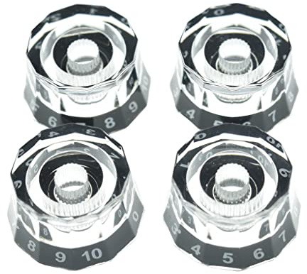 Dopro Set mit 4 metrischen 18 groben Lampenschirm-Stil Gitarre Knöpfe E-Gitarre Geschwindigkeitsregler für PRS/LP/SG/Les Paul klar mit Schwarz