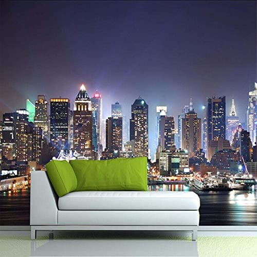 Mural De Pared Edificios De La Ciudad De Nueva York En La Noche | Papel Pintado | Arte De La Pared | Murales | Imagen | Fotomurales | Fondos De Pantalla | Mural Wal 3D Wallpaper Sala De Estar La Pare