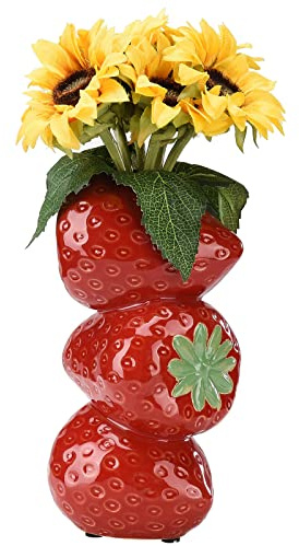 Fofetbfo Vase en céramique rouge pour fraises - Vase décoratif créatif - Vase unique pour salon, cuisine, jardin