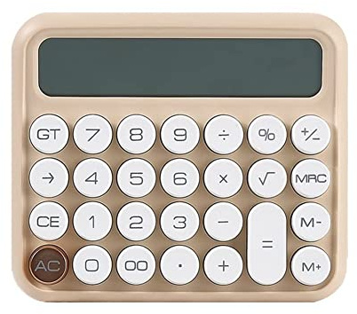 Iegefirm Taschenrechner mit Schalter, mechanisch, 12 Ziffern, großes LCD-Display, Tischrechner, Finanzrechner, große Tasten, Beige
