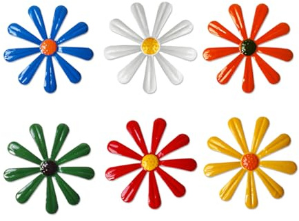Tsilin 6 Pcs Metal Flowers Wall Decor Garden Decor, Metal Flower Wall Art Hanging Ornament Decoration for Indoor Living Room Bedroom Dining Room Outdoor Backyard Porch Patio Fence