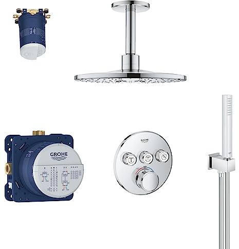 GROHE Rainshower SmartControl - Installationsset (inkl. Thermostat, 310mm Kopfbrause, Wandhalterset & Unterputz- Einbaueinheit), rund, Chrom