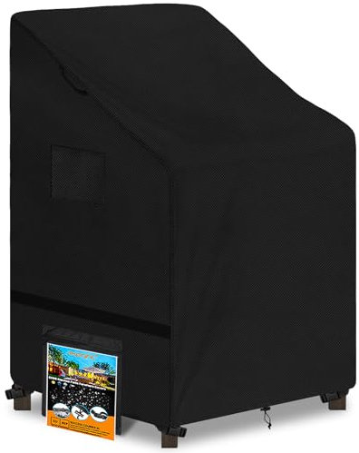 AXPQHL Abdeckung für Stapelstühle,Schutzhülle für Stapelstühl,600D Oxford-Gewebe langlebig Winddicht Plane für Stapelstühle Balkon Stuhl Sessel,Schwarz (65 * 75 * 120CM)