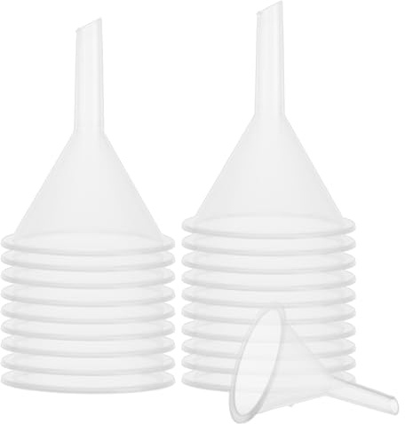 RHBLME Set di 20 imbuti in plastica, bocca larga 5 cm per riempire piccole bottiglie, set da cucina multiuso con beccuccio a lunga portata per spezie liquide in polvere