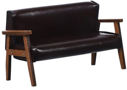 UPKOCH Mini Puppenhaus Holzmöbel Miniatur-puppenhausmöbel 1:12 Puppenhaus Vintage-Sofa Sessel Couch Mini-Sofa Aus Kunstleder Bankstuhl Für Puppenhaus Wohnzimmer Basteldekoration Mini Sofa Zum Spielen