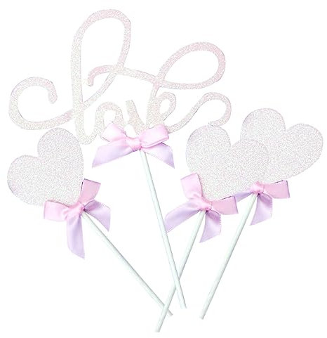 UPKOCH 4stücke Rosa Glitzer Herz Cake Topper Kreative Kuchendekoration Für Hochzeit Geburtstag Und Valentinstag Wiederverwendbare Papier Cake Picks Für Besondere Anlässe