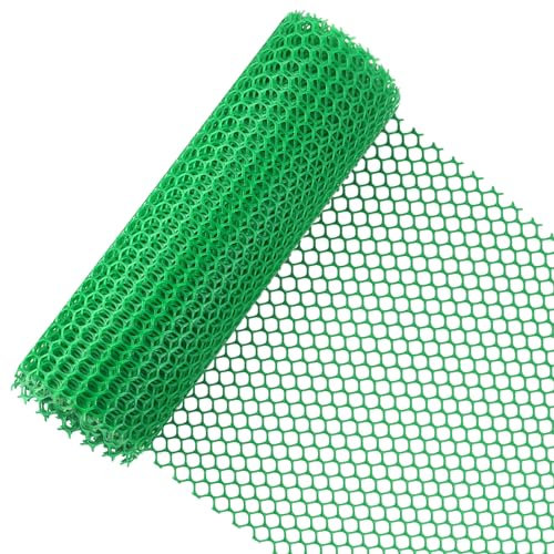 40cm x 5m Chicken Mesh Netting Fence Roll - Green Plastic Fencing Garden Net Fence Roll Poultry Breeding Netting Mesh, 1.2cm Diameter, Ideal for Gardening Yard Balcony Protection and Home Decor