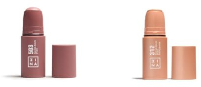 3INA MAKEUP - The No-Rules Stick 503 + The No-Rules Stick Highlighter 312 - Hautfarbe Blush Stick für Augen Lippen Wangen mit Hyaluronsäure + Roségoldton Stift Highlighter -Vegan - Cruelty Free