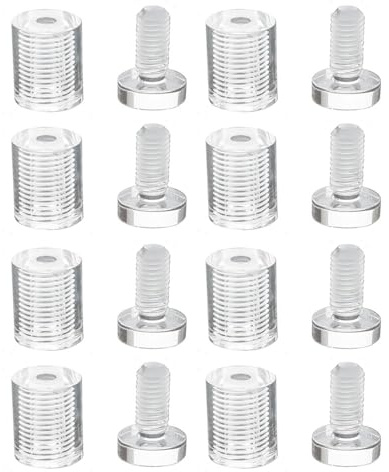 Lot de 16 vis de montage en acrylique transparent - 25 x 25 mm - Support mural pour panneaux publicitaires sans cadre - Fixation miroir