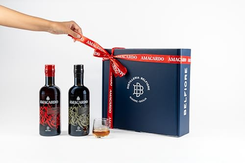 Distilleria Belfiore - Amacardo VAP, Amaro di Sicilia Prodotto con Erbe Aromatiche Locali, 30%, Bottiglia in Vetro da 100 cl, Gift Pack