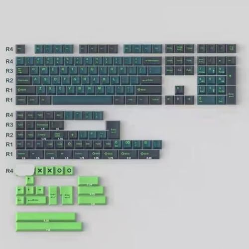 Sumgsn 172 Keys Wave Keycaps Set, Cherry Profile Doubleshot, Green, Fit for 60% 65% 75% 95% Cherry Mx Gateron Switches ISO/ANSI Mechanical Keyboards
