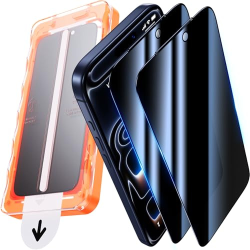 UniqueMe Vetro Temperato per iPhone 17 Pro Anti Spia - 2 Pezzi | Anti Spia Protettiva per iPhone 17 Pro, Strumento di Installazione Automatica, Resistente ai Graffi e Agli Urti