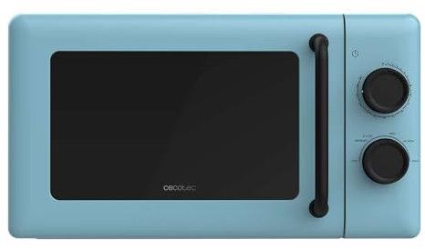 Cecotec Microondas Mecánico de 20L Proclean 3010 Blue. 700 W, 6 Niveles de Potencia, Modo Descongelación, Señal de Fin de Cocción, Lámpara Interior, Temporizador hasta 30mins, Diseño en Azul