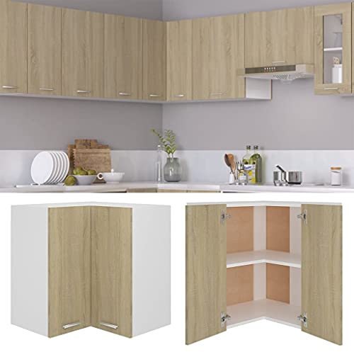 HEFZGDB Eckhängeschrank Sonoma-Eiche 57x57x60 cm Holzwerkstoff Büroschrank Küchenschrank Buffetschrank Küchenschränke für Wohnbereich Speisesaal Badezimmer Küche