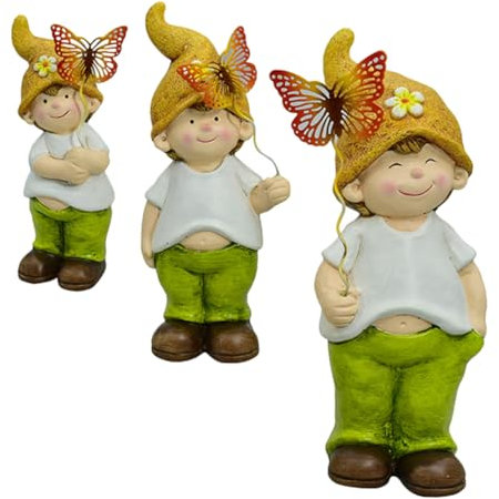 VINTORKY 3stücke Teiliges Garten-Zwerge Statue Aus Keramik Niedliche Gartendekoration Für Terrasse Rasen Und Innenräume Langlebiges Und Wetterfestes Design Für Außenbereich