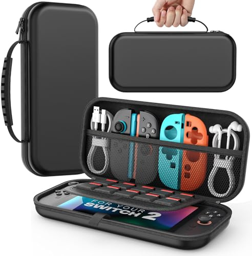 MoKo Étui pour Nintendo Switch 2 2025 avec 10 Emplacements pour Cartouches | Housse Rigide de Protection, Pochette de Transport Boîtier für Switch 2 2025 et Accessoires, Noir