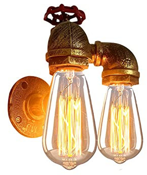 Affronta del Tubo a Vapore a Monte Industriale retrò, Lampada a 2 luci di Illuminazione in Stile agricola in Stile Acqua in Metallo, Rustico per Lo Specchio a Barra a Loft