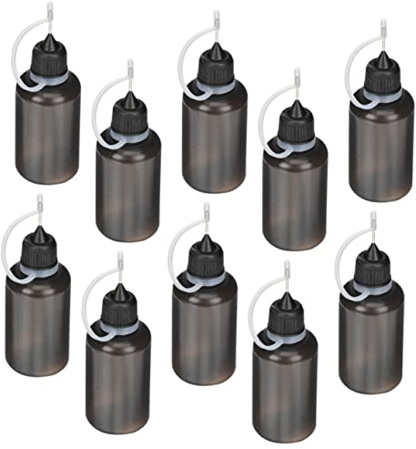UKCOCO Flacons Applicateurs en Pe Noirs de Colle 30ml Lot de 10 Légers et Compressibles et Application Précise pour Bricolage