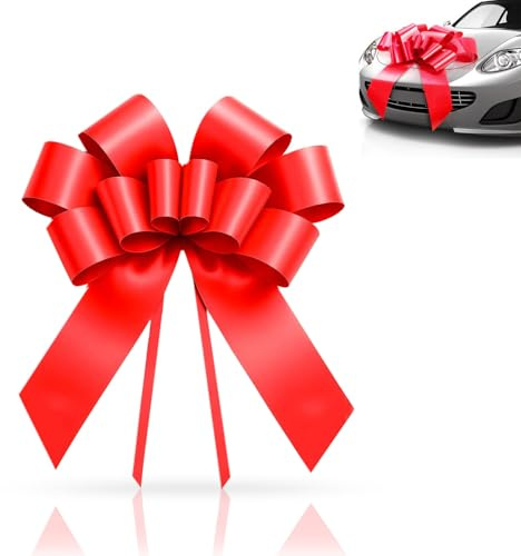 PTHDEW Große Geschenkschleife, 23inches/58cm Riesige Autoschleife Rote Schleife Geschenk Dekoration Car Bow Schleifen für Auto Weihnachten Hochzeit Geburtstage