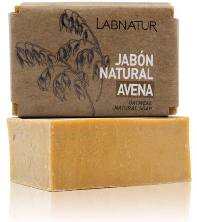 Jabón Natural de Avena – Vegano y Artesanal - Labnatur | Con Aceite de Oliva, Coco y Avena – Limpia y Calma la Piel – Antioxidante y Reparador – Para Piel Sensible o Irritada – 100 g