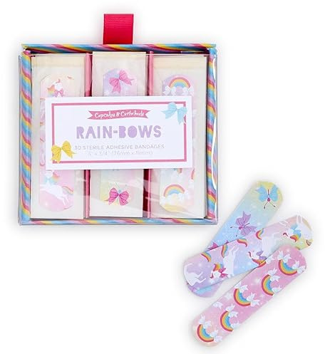 Two's Company Rain-Bows 30 Pc Bandages in Gift Box Includes 3 Patterns - Plastic