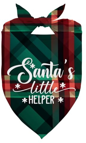 Weihnachtliches Hundehalstuch, kariert, Santa's Little Helper, Urlaub, Haustierhalstuch, verstellbares Dreiecks-Hundehalstuch, Weihnachtsparty-Hundehalstücher für kleine und mittelgroße Haustiere