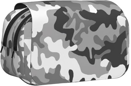 WOmeng Digital Camo Print Versatile Pen Case Convenience Compartments Travel Office Supplies Large Capacity