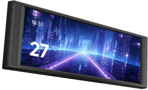Termisk höger-TR Trofeo Vision LCD svart 6,86-tums LCD-skärm i full färg (upplösning 1280 x 480) med magnetisk skärm, (svart) speciellt för CPU-vätskekylare/hölje