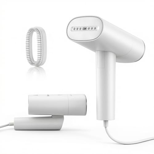SIMPLUS Défroisseur Vapeur 2 en 1 Portable pour Vêtements, Défroisseur a main, Fer à Repasser de Voyage Léger avec 140 ml Réservoir d'eau, 30s Préchauffement, Idéal Maison & Déplacements