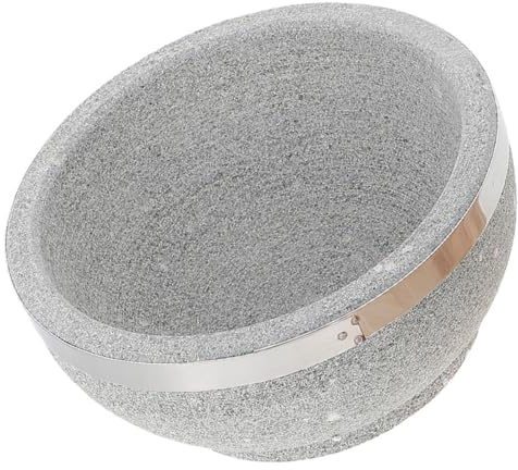 Housoutil Pentola di Pietra Coreana Dolsot per Bibimbap Ciotola in Pietra Naturale Resistente al Calore Adatta a Cucina a Fiamma Libera per Uso Domestico 18 CM