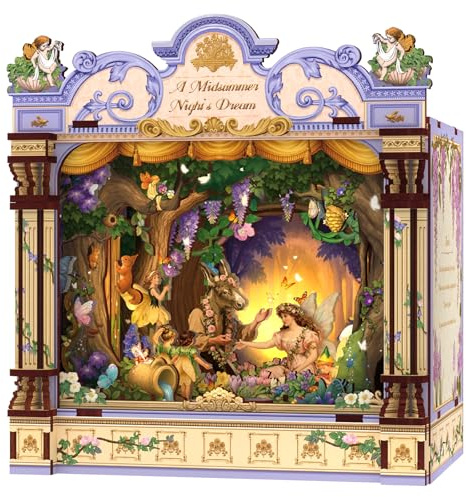 CUTEBEE Kit de Construction Maison Miniature en Bois pour Adultes - Book Nook Bibliothèque DIY, Puzzle 3D, Maquette Serre Livre, Décoration Créative et Cadeau Original (rêve d'une Nuit d'été)