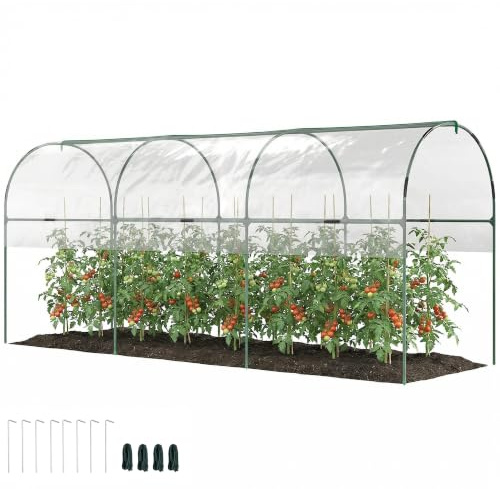 Outsunny Serre de Jardin Extérieur Serre à Tomates 400x120x170cm PVC | Bâche Renforcée, Châssis en Acier, pour Légumes Plantes Fleurs, Transparent