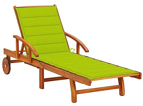 Emmtore Akazienholz Massiv Sonnenliege mit Auflage Gartenmöbel Liege Gartenliege Saunaliege Relaxliege Holzliege Rollliege Strandliege Liegestuhl SKU 3061606