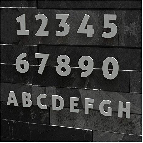 Colours-Manufaktur Hausnummer Modern 0-9 und A-H *Made IN Germany* viele Größen wählbar (15 cm, Edelstahl gebürstet)