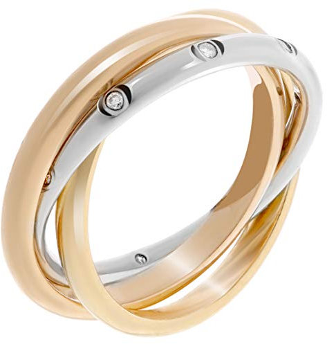 Orphelia Damen-Ring 750 Tricolor teilrhodiniert Diamant (0.09 ct) weiß Rundschliff Gr. 50 (15.9) - RD-3086/50