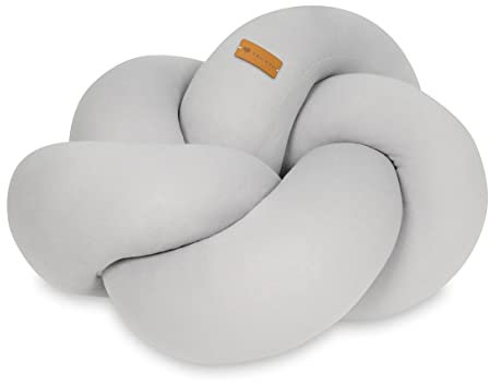 Velinda Knotenkissen Dekokissen Flechtkissen Sofakissen Zierkissen in Handarbeit 40x36cm (Muster: grau)