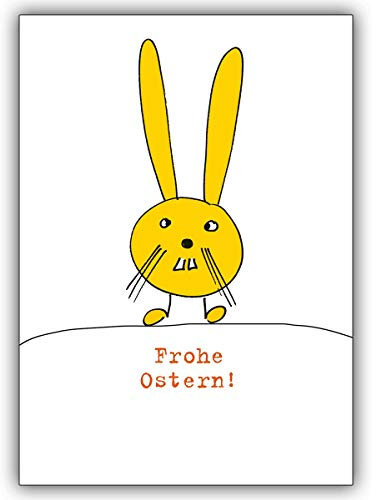 Kartenkaufrausch 16 Osterkarten: Frühlingshafte Ostergrüße mit gelbem Osterhasen • fröhliches Premium Grußkarten mit Ostermotive im Set mit Umschlägen für Freunde, Familie und Kollegen