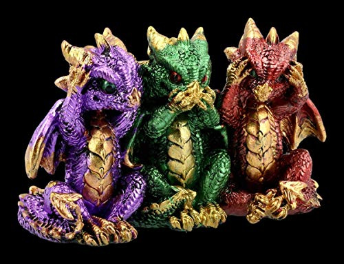 Figuren Shop GmbH Bunte Drachen Figur - Nichts Böses | witzige Tier-Figur, Deko-Figur, Skulptur, Statue, H 8,5 cm